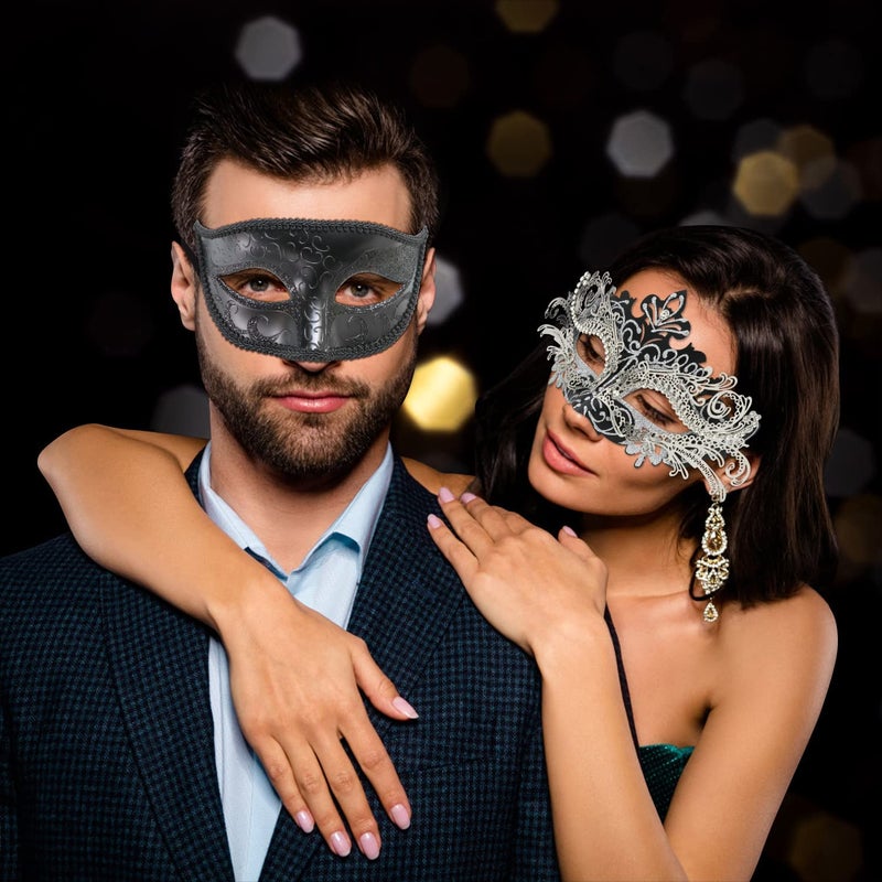 Coddsmz Couple Masquerade Mask Set Venetian Party Mardi Gras Halloween Costume Fancy Dress Mask for Women Men - Image 3